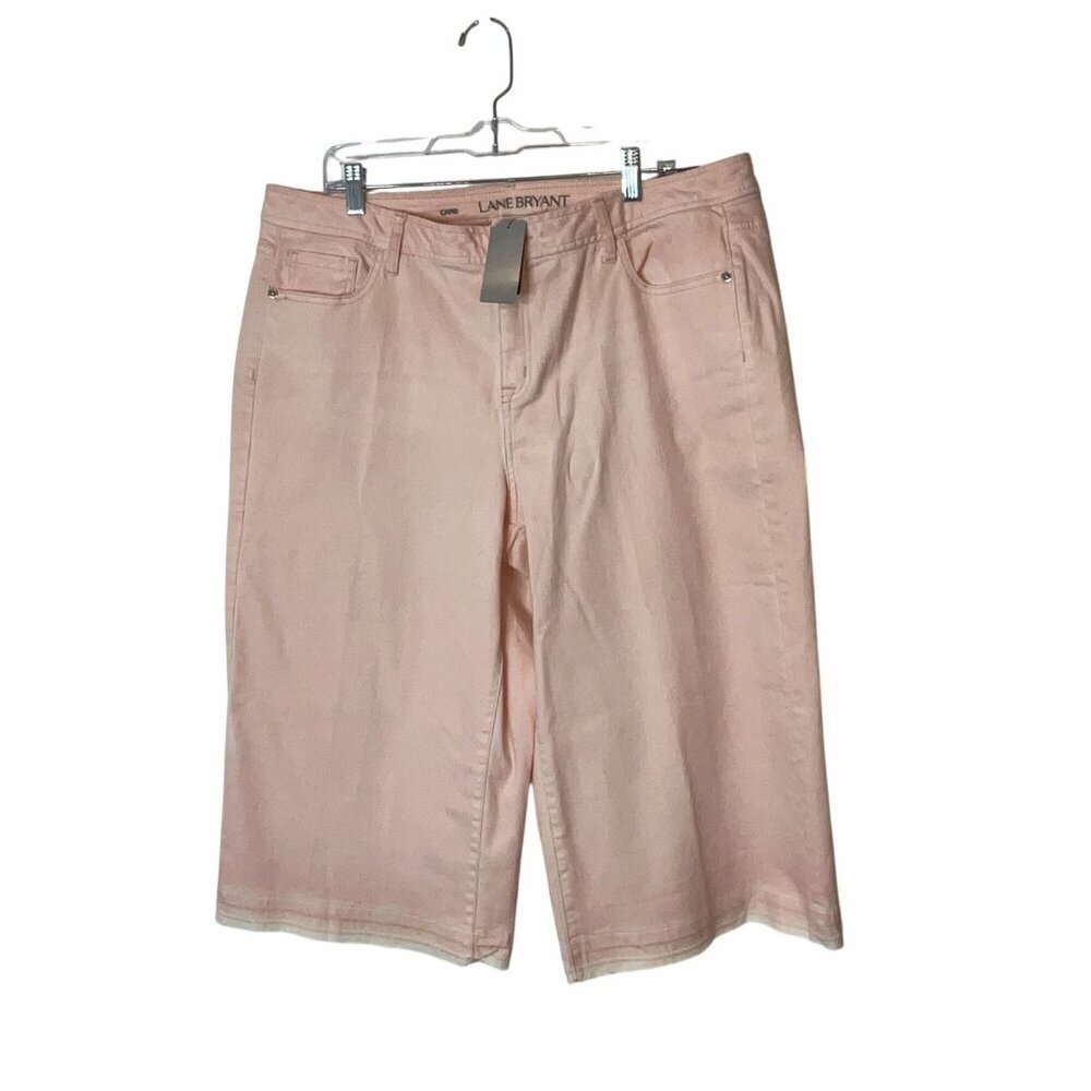 NWT Lane Bryant Pink Denim Capi With Frayed Hem Size 18